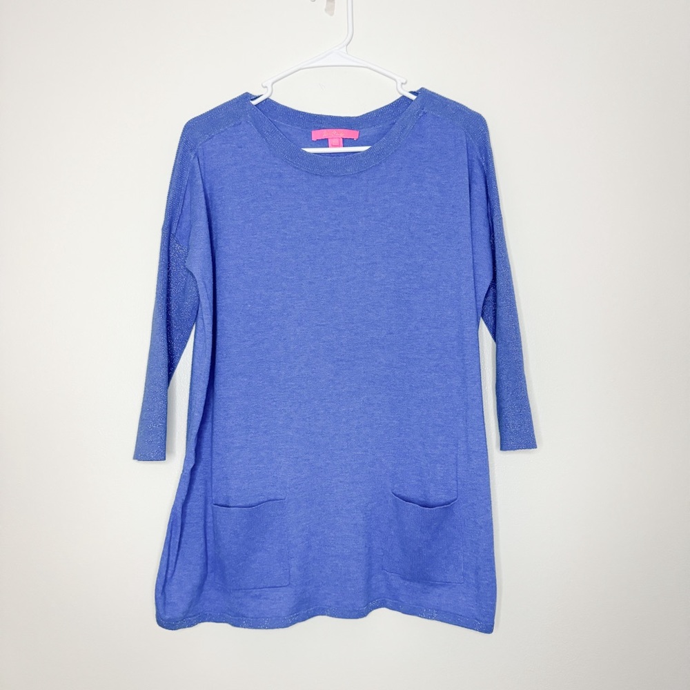 Lilly Pulitzer Blue 3/4 Sleeve Tunic Top